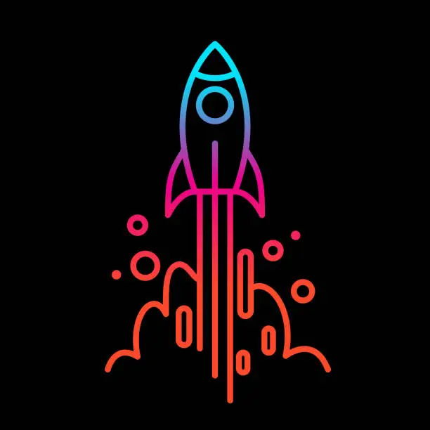 Vector illustration of Rocket Line Art