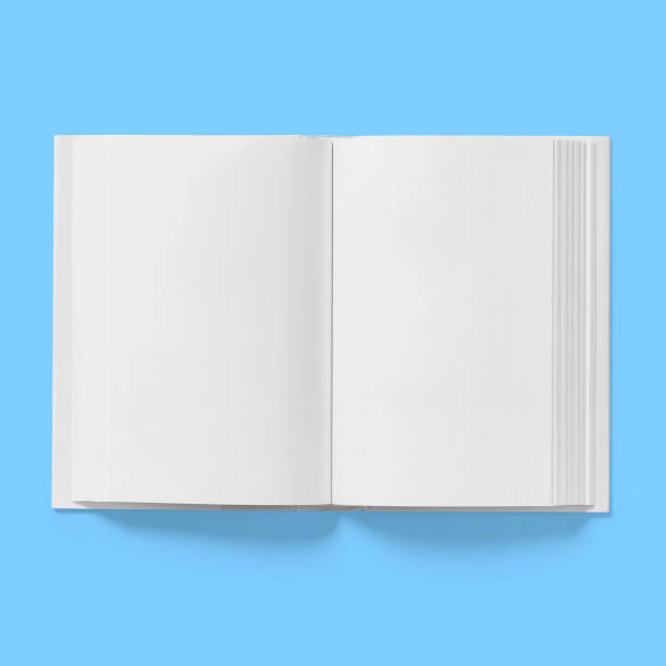 istock Back to school concept , hard cover blank white book middle open isolated on blue. 1485631210