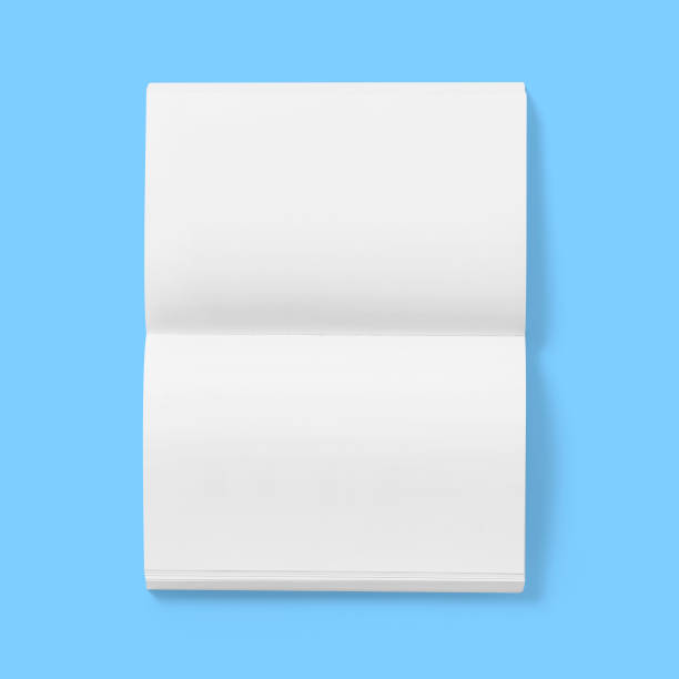 istock Back to school concept , hard cover blank white book middle pages open isolated on blue. 1485631449