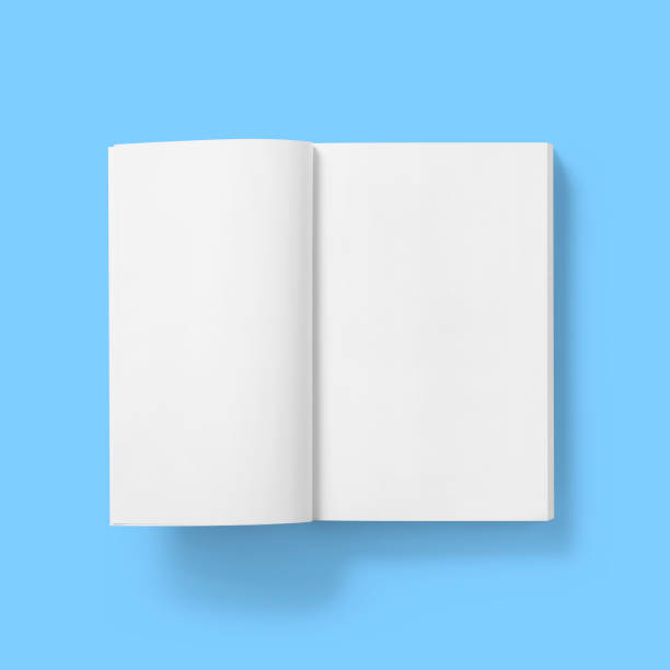 istock Back to school concept , hard cover blank white book first page open isolated on blue. 1485631790