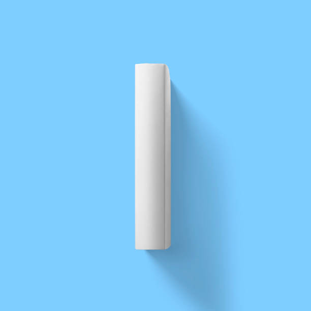 istock Back to school concept , hard cover blank white spine close isolated on blue 1485632206