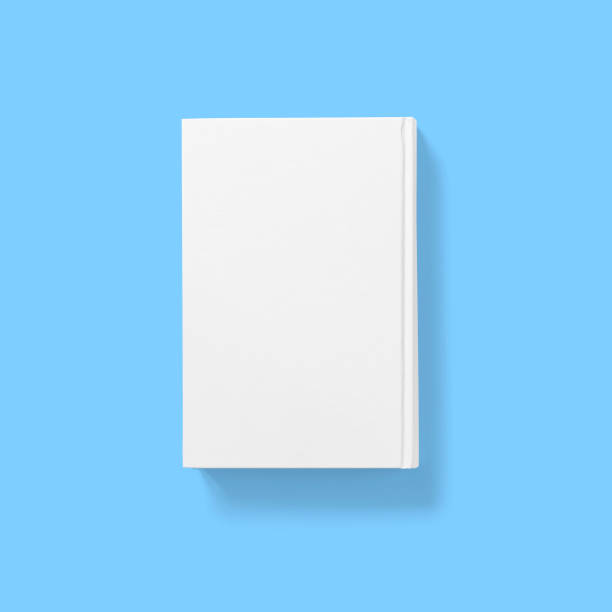istock Back to school concept , hard cover blank white back close dust jacket off isolated on blue. 1485632254