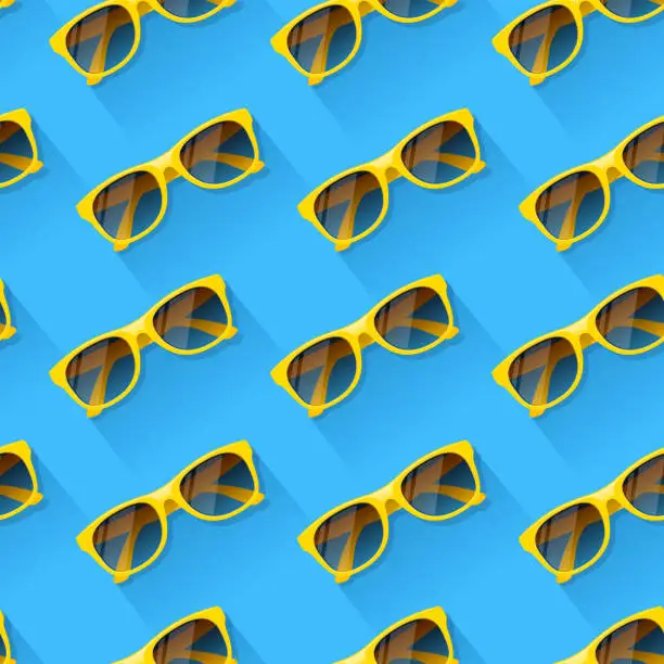 Vector illustration of Yellow sunglasses seamless pattern.
