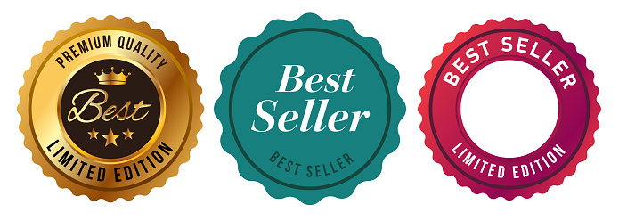 Best seller limited edition banner tag emblem stamp golden green tosca vector