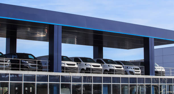 istock Minivans For Sale Stock Lot Row 1485644341
