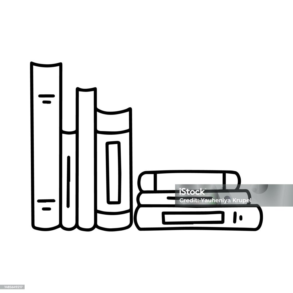 Reading Stack Doodle Stack Of Books In Doodle Style A Stack Of Books Textbooks Notepads For ...