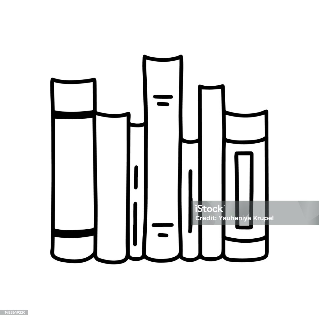 Reading Stack Doodle Stack Of Books In Doodle Style A Stack Of Books Textbooks Notepads For ...