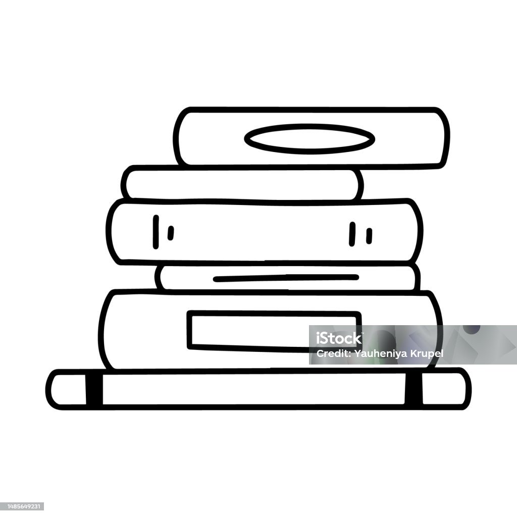 Reading Stack Doodle Stack Of Books In Doodle Style A Stack Of Books Textbooks Notepads For ...