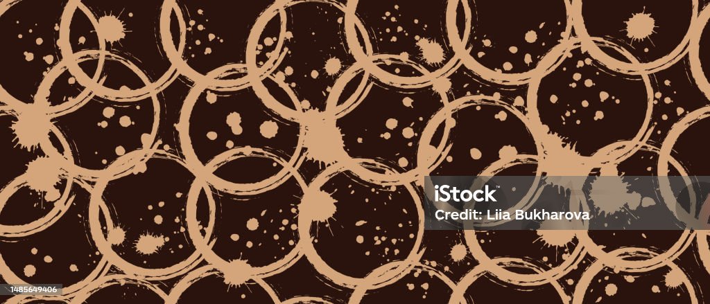 Abstract Coffee Drops Pattern Coffee Rings Seamless Pattern With Coffee Drops And Splashes Vector ...