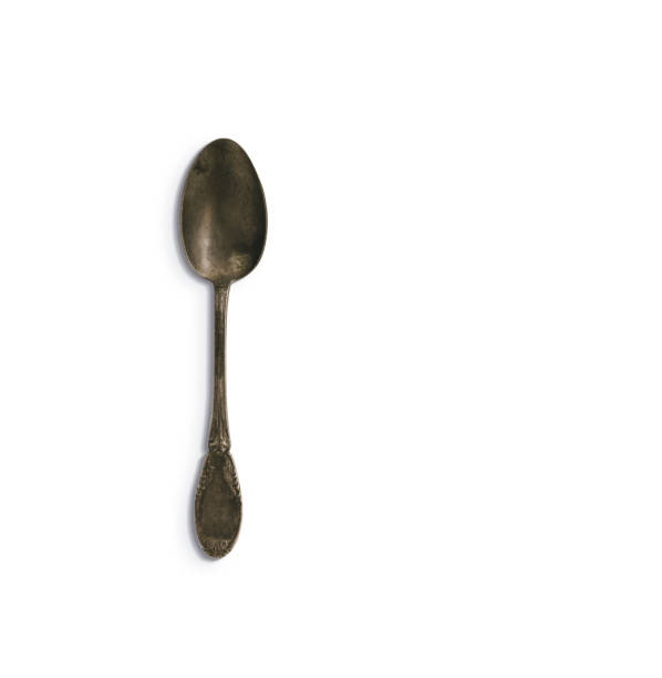 istock Flat lay vintage spoon on white background. classical concept design. 1485649459
