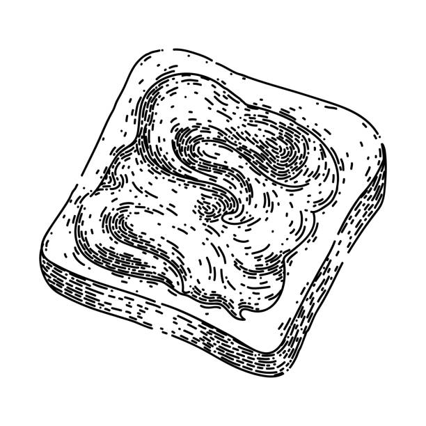 illustrations, cliparts, dessins animés et icônes de pâte de chocolat toast croquis vectoriel dessiné à la main - chocolate sweet sauce spoon sauces