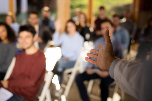 istock Close up of gesturing during a speech on a seminar. 1485651197