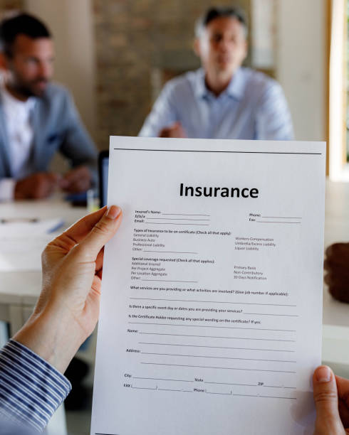 istock Close up of insurance application form. 1485651292