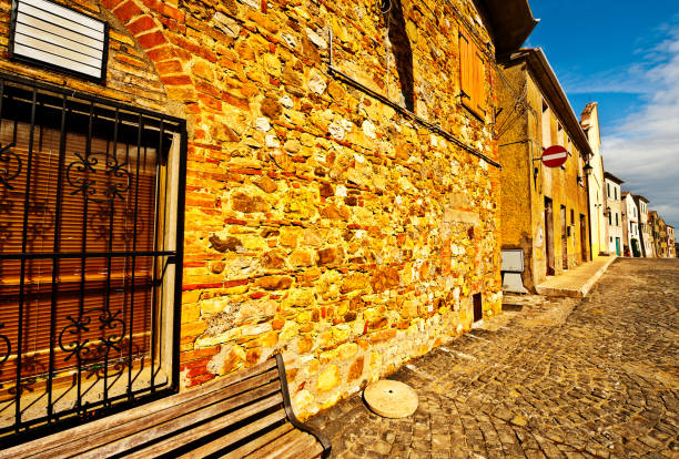 Narrow Alley with Old Buildings in the Italian City of Trevinano