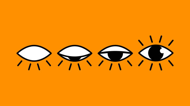 Minimal poster open and closed eye Minimal poster open and closed eye. Esoteric icon, symbol blinking stock illustrations