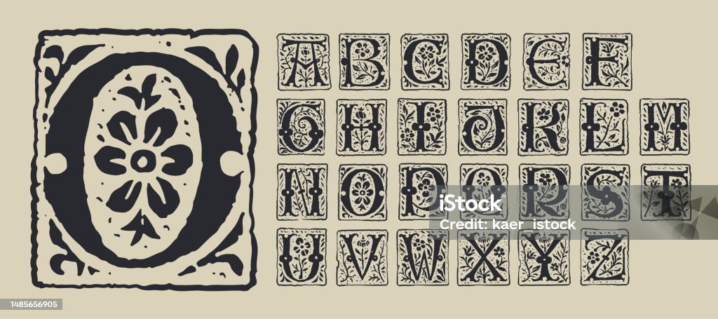 Medieval Lettering C Medieval Alphabet Grunge Gothic Initials 16th Century Engraved Drop ...