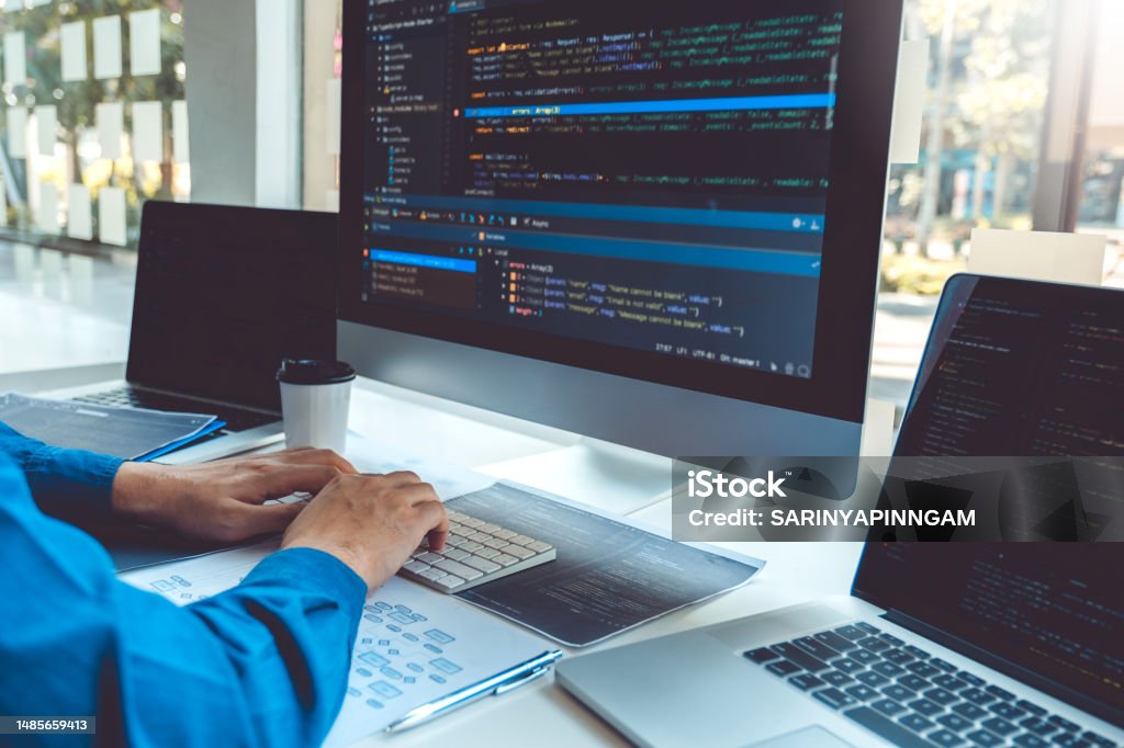 Developing Programmer Team Development Website Design And Coding ...