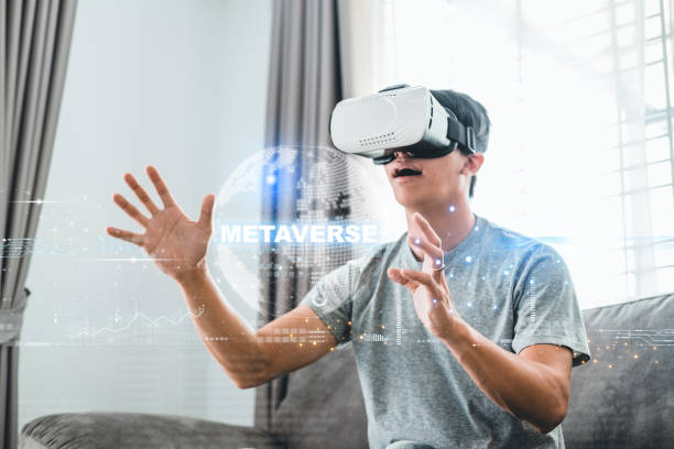 istock Global Internet connection metaverse with a new experience in metaverse virtual Man wearing VR glasses virtual Metaverse technology concept Innovation of futuristic. 1485660193