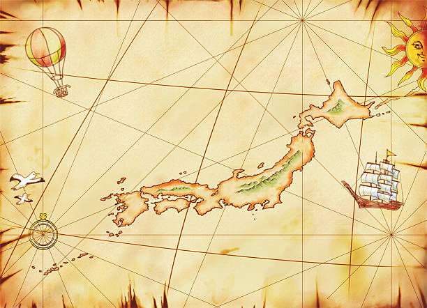 Antigo mapa, Japão - ilustração de arte vetorial
