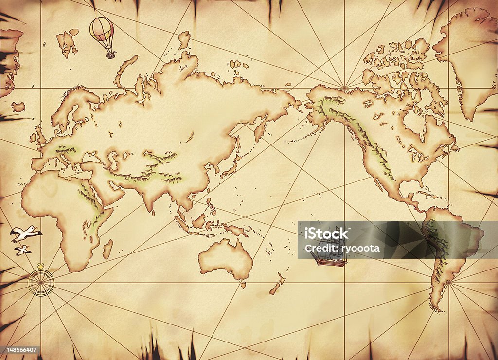 Old Map, the world Nautical Chart stock illustration