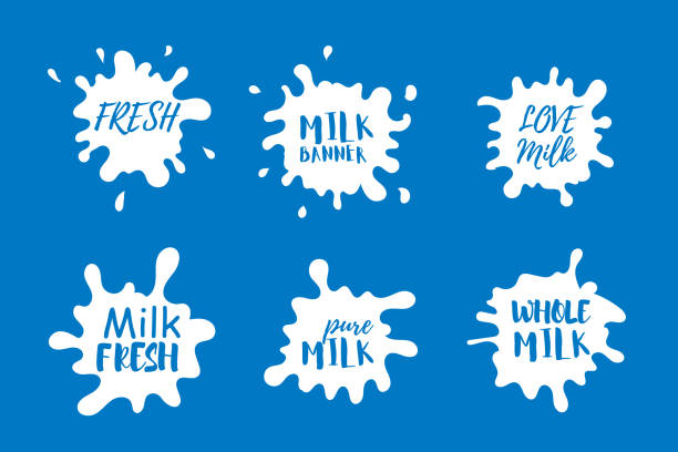 молоко - dairy farm liquid food and drink splashing stock illustrations