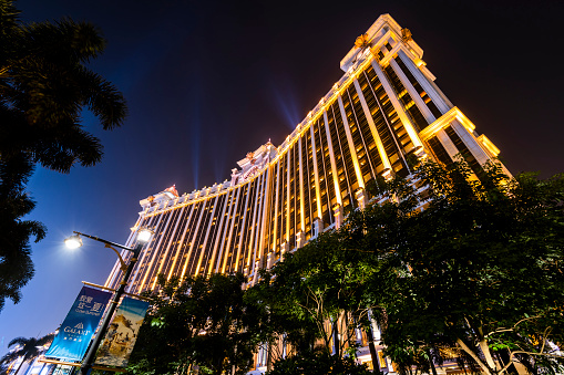 Macau- September 29, 2019: Night view of Galaxy Entertainment Group casino in Macau.