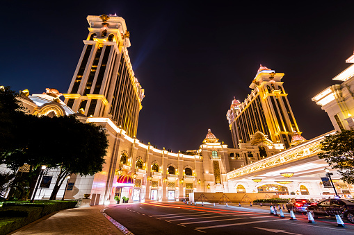 Macau- September 29, 2019: Night view of Galaxy Entertainment Group casino in Macau, China.