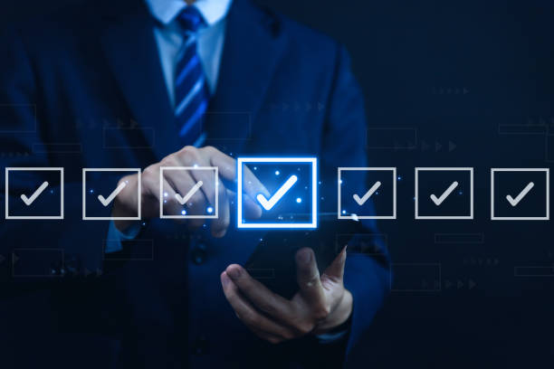 istock Tick the check mark on the box in the list. checklist concept in the document list 1485673720