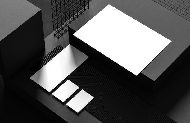 istock Corporate identity stationery mock up isolated on modern style background. Mock up for branding identity. 3D illustration 1485673811