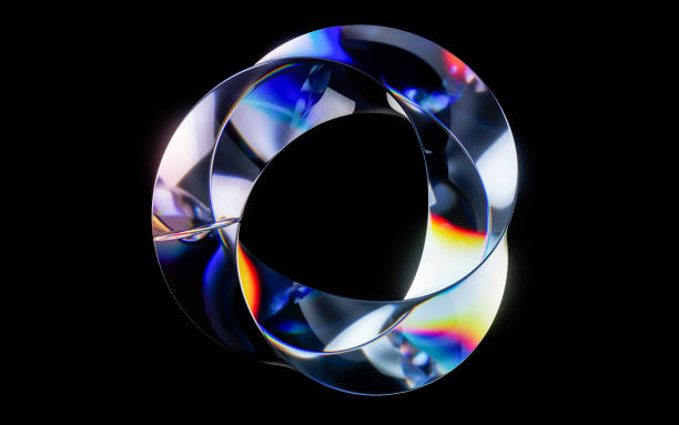 Colorful curve glass with dispersion, 3d rendering.
