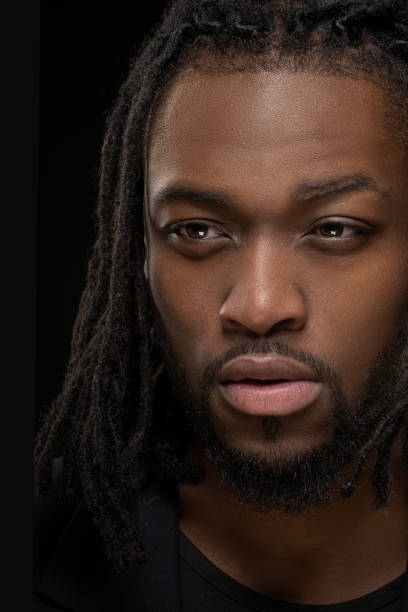 istock Handsome black male posing for studio portrait 1485676224
