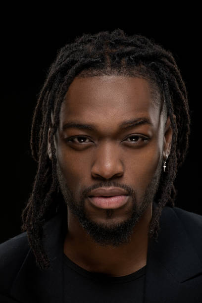istock Handsome black male posing for studio portrait 1485676262