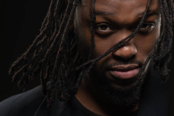 istock Handsome black male posing for studio portrait 1485676277