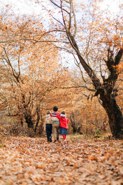 istock Children walking in autumn forest 1485677929