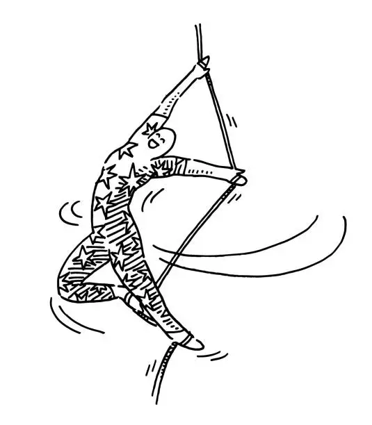 Vector illustration of Rope Artist Woman Drawing