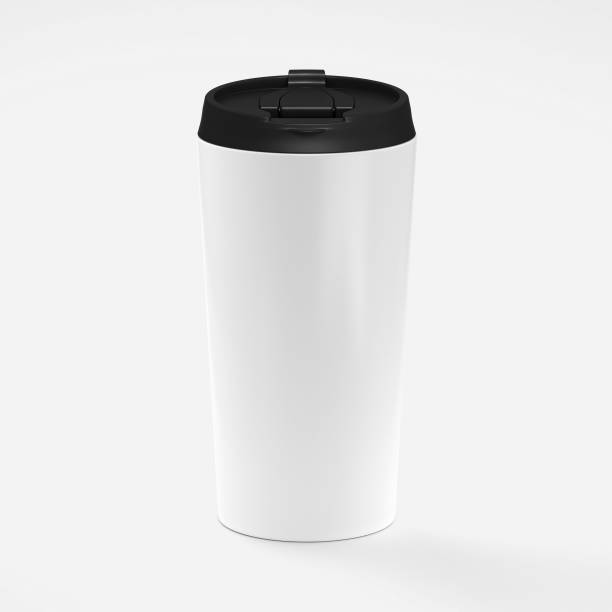 istock Paper coffee cup with black lid isolated on white background with 3d rendering, mock up for your project 1485682874