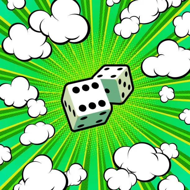 Vector illustration of Dice concept in pop art style for print and decoration.Vector clipart.