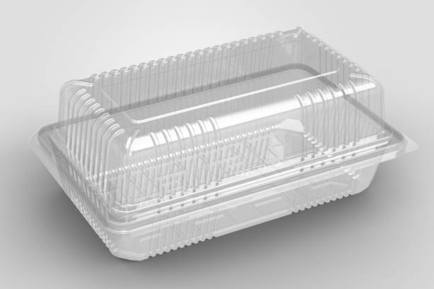 istock 3D rendering an empty transparent clam shell narrow containers isolated on white background. fit for your design project. 1485683210