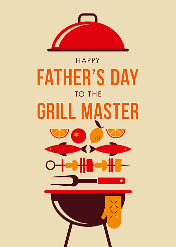 BBQ celebration template for Father's Day event. Stock illustration.