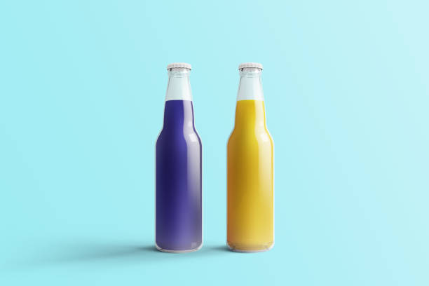 istock Various Fruit Soda bottles, non-alcoholic drink with water drops isolated on toscha background. 3d rendering, suitable for your design project. 1485687706