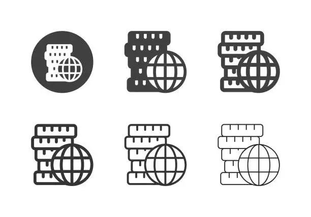 Vector illustration of Global Coin Icons - Multi Series