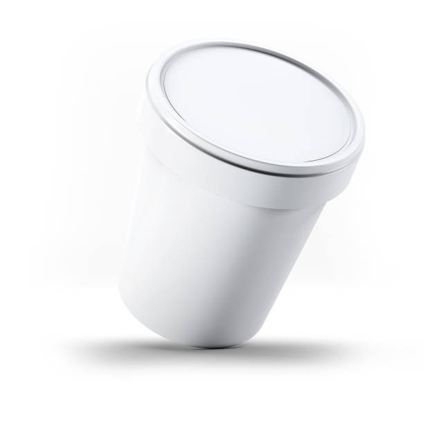 istock 3D rendering White plastic box of ice cream container for your design and logo Mock Up. suitable for your design element . 1485689032