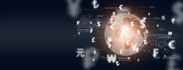 istock Finance Technology around the globe: Currency Exchange, Money Transaction or Movement, Fintech, Cryptocurrency, Electronic Money, Cashless Payments, and Modern Monetary Theory, MMT 1485694236