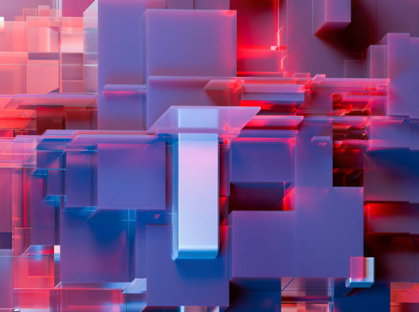 istock A three-dimensional image composed of interconnected blue-red cuboids and plates, subsurface scattering effect, computer digitally rendering 1485694675