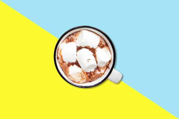 istock Marsh mellow over cappuccino, flat lay concept isolated. 1485695741