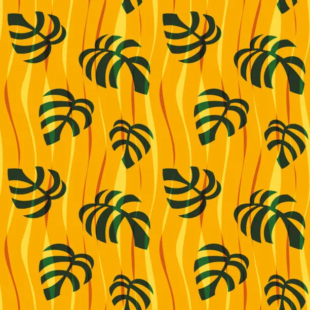 Vector illustration of jungle leaf illustration pattern