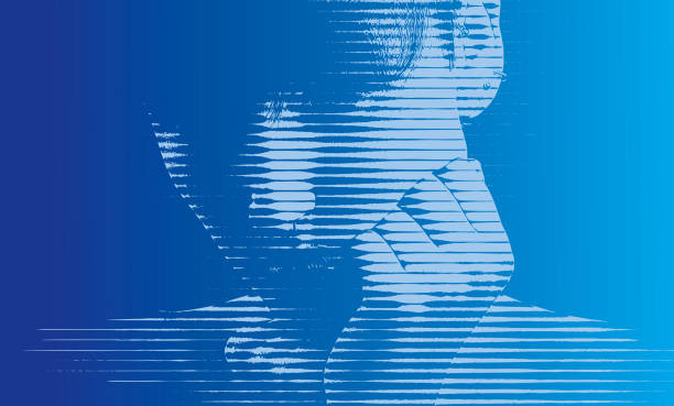 Woman suffering depression with head in hands Close up Portrait of woman with head in hands, suffering depression and sadness depression woman short hair stock illustrations