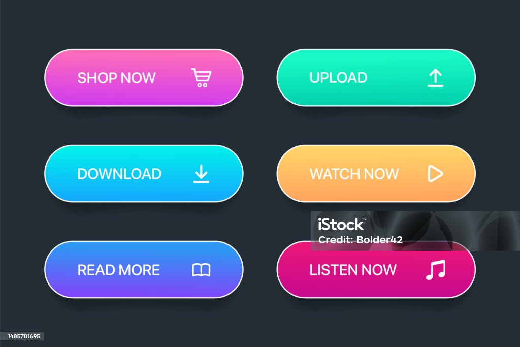 Click Button Input 3d Click Here Web Buttons Set Of Action Button Hand Cursor And Arrow ...
