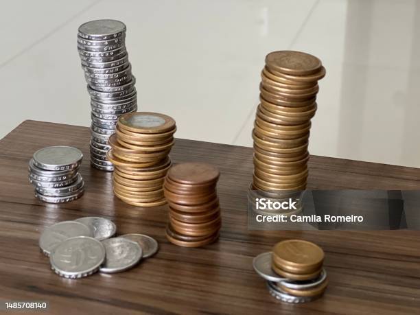 Silver And Golden Coins Stock Photo - Download Image Now - Banking, Brazil, Business