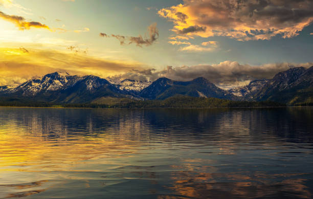istock Summer sunset above Lake Tahoe with Sierra Nevada Mountains and reflection 1485710304